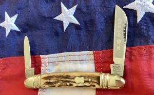 Bulldog Brand 1983 Half Congress “Our Best” Blade Etch w/ Great Stag Handles