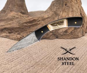 Marbles Buffalo Horn amp Stag Damascus Blade Knife Full Tang Skinner Hunter MR644D
