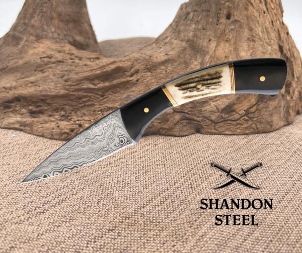 Marbles Buffalo Horn & Stag Damascus Blade Knife Full Tang Skinner Hunter MR644D