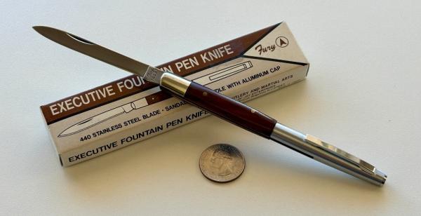 Vintage Fury Executive Fountain Pen Folding Knife With Original Box, Japan, Unused