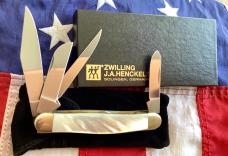 J A Henckels 4 Blade Stockman Pocket Knife w/ Flashy Mother of Pearl Handles -NOS