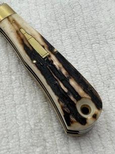 Bowen USA Large 2 Blade Bullet Knife Made For LL Bean Stag Handle (136)
