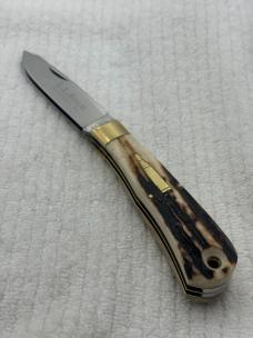 Bowen USA Large 2 Blade Bullet Knife Made For LL Bean Stag Handle (136)