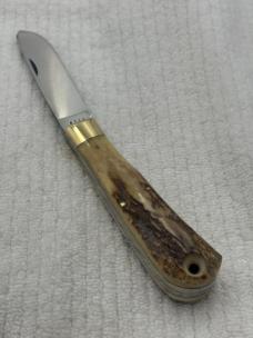 Bowen USA Large 2 Blade Bullet Knife Made For LL Bean Stag Handle (136)
