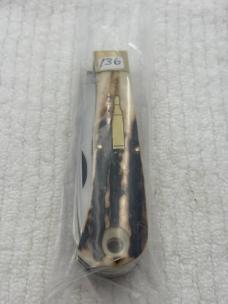 Bowen USA Large 2 Blade Bullet Knife Made For LL Bean Stag Handle (136)