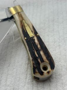 Bowen USA Large 2 Blade Bullet Knife Made For LL Bean Stag Handle (136)
