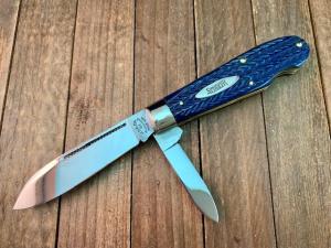Marbles MSA Gladstone MI (Dave Shirley) Easy Open Teardrop Jack Blue Italian Jigged Bone 2001