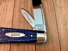 Marbles MSA Gladstone MI (Dave Shirley) Easy Open Teardrop Jack Blue Italian Jigged Bone 2001