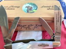 Bear & Son 4” Congress w/ Flashy Mother of Pearl Handles in Orig Tin -NOS