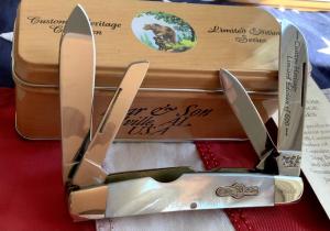Bear & Son 4” Congress w/ Flashy Mother of Pearl Handles in Orig Tin -NOS