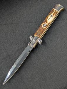 FRANK BELTRAME 23CM 9" BAYONET STILETTO STAG HORN 4MM KICK SPRING.. NEW AND SNAPPY!! 