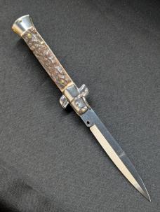 FRANK BELTRAME 23CM 9" BAYONET STILETTO STAG HORN 4MM KICK SPRING.. NEW AND SNAPPY!! 