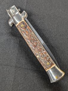 FRANK BELTRAME 23CM 9" BAYONET STILETTO STAG HORN 4MM KICK SPRING.. NEW AND SNAPPY!! 