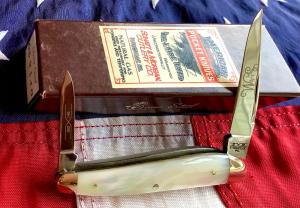 Schatt & Morgan Half Whittler w/ Super Flashy Mother of Pearl Handles -NOS & M/NM