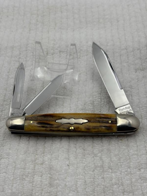 Crandall Bradford PA 1992 3 Blade Large Whittler Stag Handle (61) Crandall Bradford PA 1992 3 Blade Large Whittler Stag Handle (61)