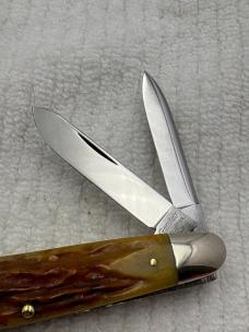Crandall Bradford PA 1992 3 Blade Large Whittler Stag Handle (61)