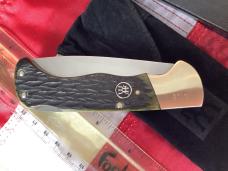 J A Henckels (HK-135-GB) Folding Hunter Pocket Knife with Green Bone Handles -NOS +Orig Box