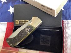 J A Henckels (HK-135-GB) Folding Hunter Pocket Knife with Green Bone Handles -NOS +Orig Box