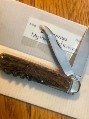 OLD RARE SOLINGEN FINE STAG HANDLES LOCKBACK 1872 HENCKLES TYPE