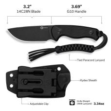CIVIVI Timberbark Fixed Blade Knife G10 Handle (3.2" 14C28N Blade) C23094-1