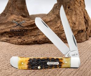 Case XX USA Burnt Amber Bone Rogers Jig Mini Trapper 6207 Pocketknife - 51391