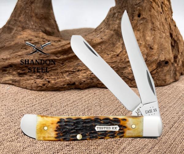 Case XX USA Burnt Amber Bone Rogers Jig Mini Trapper 6207 Pocketknife - 51391 Case XX USA Burnt Amber Bone Rogers Jig Mini Trapper 6207 Pocketknife - 51391