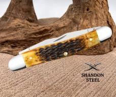 Case XX USA Burnt Amber Bone Rogers Jig Carbon Steel Muskrat Pocketknife 51395