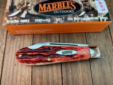 Marbles MSA Gladstone MI ( Dave Shirley) Easy Open Tear Drop Jack Red Carved Stag Bone 2001