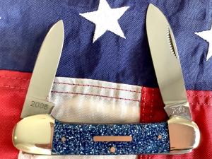 Bulldog Brand HAND MADE Canoe with Blue Sparkle Handles - NOS