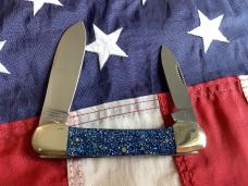 Bulldog Brand, HAND MADE Canoe with Blue Sparkle Handles - NOS