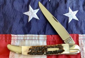 Russell Large Locking Toothpick Pocket Knife w/ Super Stag Handles - NOS