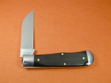 Schatt & Morgan Smooth Black Buffalo Horn Wampus Cat Trapper Knife by Cooper Cutlery 3WBH USA Made 