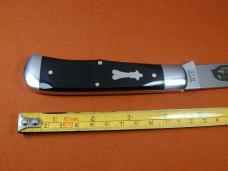 Schatt & Morgan Smooth Black Buffalo Horn Wampus Cat Trapper Knife by Cooper Cutlery 3WBH USA Made 