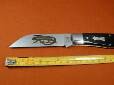 Schatt & Morgan Smooth Black Buffalo Horn Wampus Cat Trapper Knife by Cooper Cutlery 3WBH USA Made 