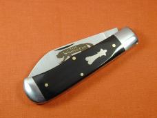 Schatt & Morgan Smooth Black Buffalo Horn Wampus Cat Trapper Knife by Cooper Cutlery 3WBH USA Made 