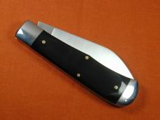 Schatt & Morgan Smooth Black Buffalo Horn Wampus Cat Trapper Knife by Cooper Cutlery 3WBH USA Made 