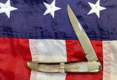 Russell Large Locking Toothpick Pocket Knife w/ Flashy Black Lip Pearl Handles + Abalone Band - NOS
