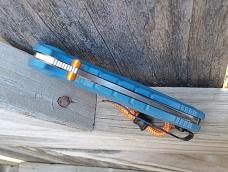 Benchmade Mini Adira Folding Knife Blue Grivory Handle MagnaCut Partially Serrated Blade - New