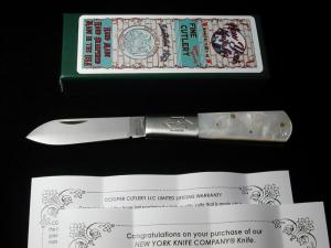 New York Knife Co Smooth Genuine Pearl Matteawan Barlow Knife By Cooper Cutlery M1506P USA Made 