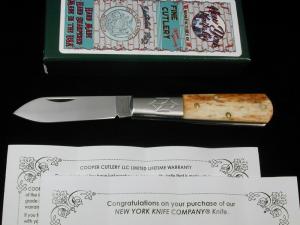 New York Knife Co Smooth Appaloosa Bone Matteawan Barlow Knife By Cooper Cutlery M1506LAS USA Made 