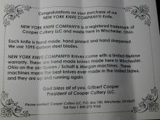 New York Knife Co Smooth Appaloosa Bone Matteawan Barlow Knife By Cooper Cutlery M1506LAS USA Made 