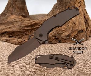 Titanium Black Straight Assisted Folding Wharnclife Pocket Knife New! RT-7112BK