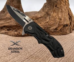 Mil Spec Black Drop Point Flipper Folding Pocket Knife with Clip YC-S-8344-BK