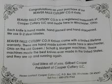 Beaver Falls Cutlery Co Smooth Yellow Bone Jack Knife NIT from Cooper Cutlery Made in USA YSB
