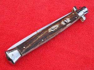  New 13"  Italian Stiletto Stag-Horn  SS-Bayonet grind Blade full lined nickel/silver bolsters