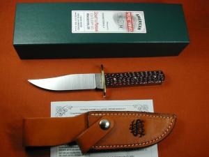 Schatt & Morgan Red Jigged Bone Fixed Blade Sheath Knife by Cooper Cutlery 50RJB USA Made Model 50