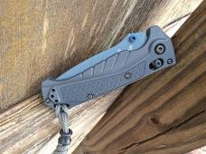 Benchmade Mini Adira Folding Knife Tempest Gray Grivory Blue MagnaCut Partially Serrated Blade - New