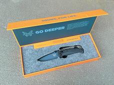 Benchmade Mini Adira Folding Knife Tempest Gray Grivory Blue MagnaCut Partially Serrated Blade - New