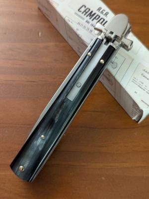 NIB AGA CAMPOLIN BRAZILIAN HORN DOMINUS 23CM-9" SWEDGE BLADE AUTOMATIC