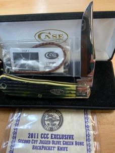 Case xx Tony Bose Olive Green Bone 2011 BackPocket Case Collector Club #401 of 1000 made comes  with